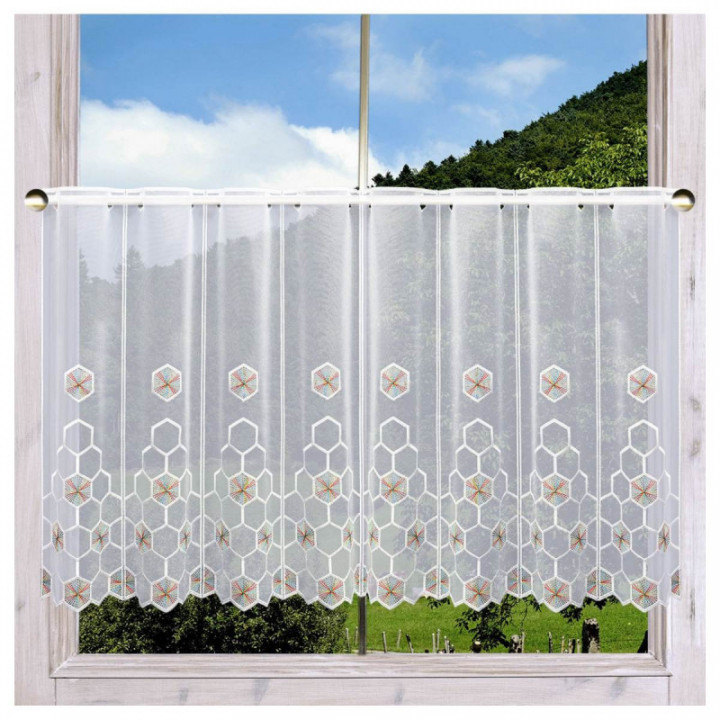 Scheibengardine Korana Regenbogen aus Plauener Spitze