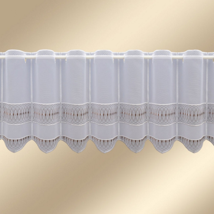 Scheibengardine Nevena braun aus Plauener Spitze