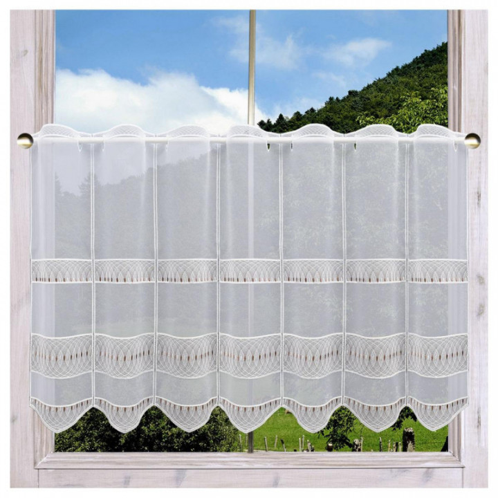 Scheibengardine Nevena braun aus Plauener Spitze