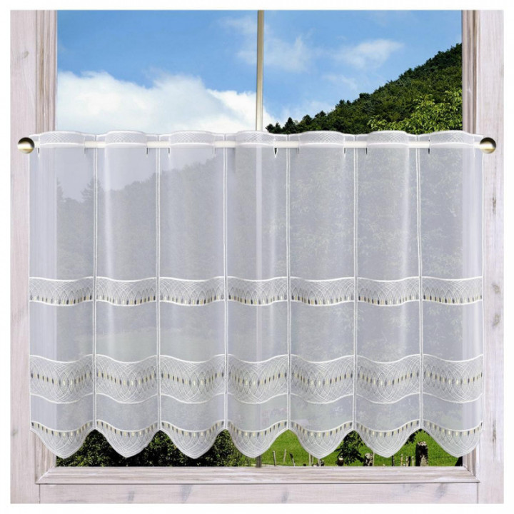 Scheibengardine Nevena gelb aus Plauener Spitze