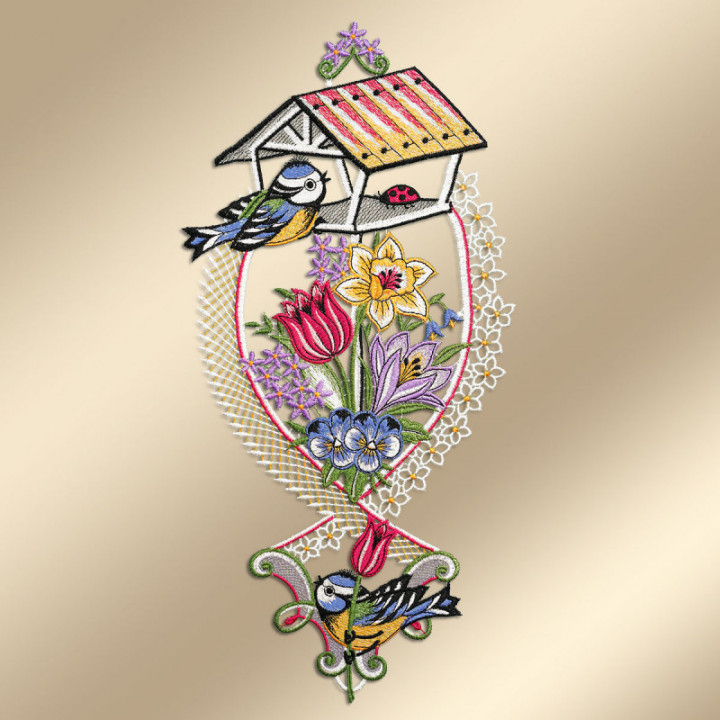 Fensterbild Frühlingsgezwitscher – vogtländische Spitze – Ostern