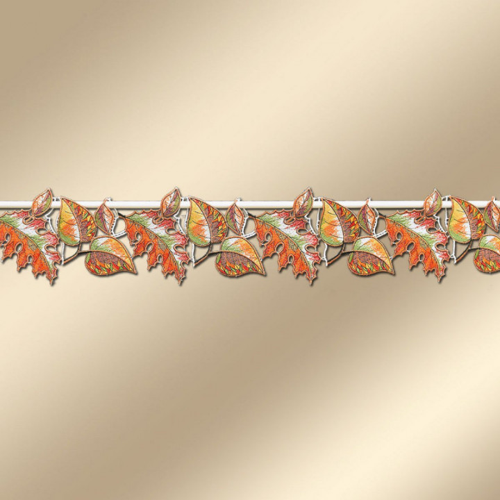 Feenhaus-Spitzengardine Herbst-Laub 14 cm hoch Echte Plauener Spitze