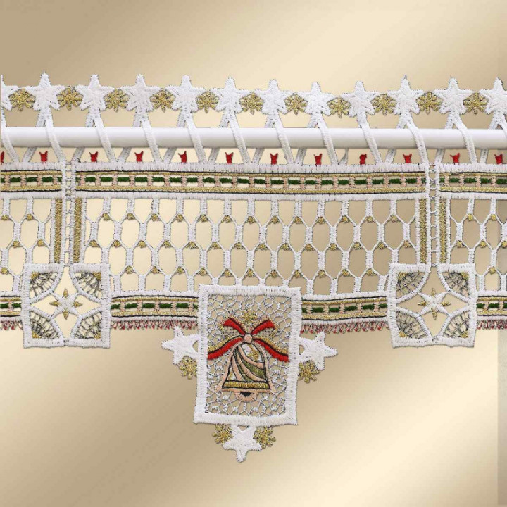 Weihnachts-Feenhausgardine Weihnachts-Ambiente Plauener Spitze Höhe 20 cm