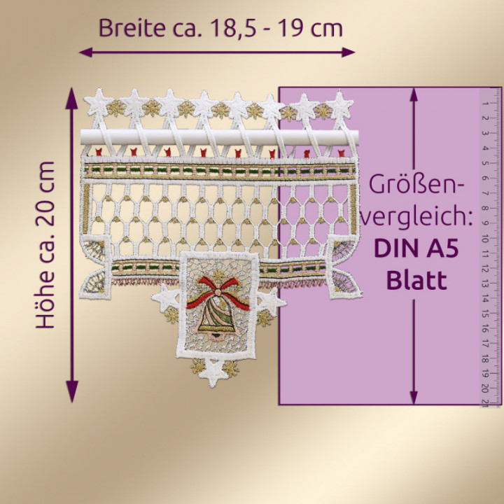 Weihnachts-Feenhausgardine Weihnachts-Ambiente Plauener Spitze Höhe 20 cm