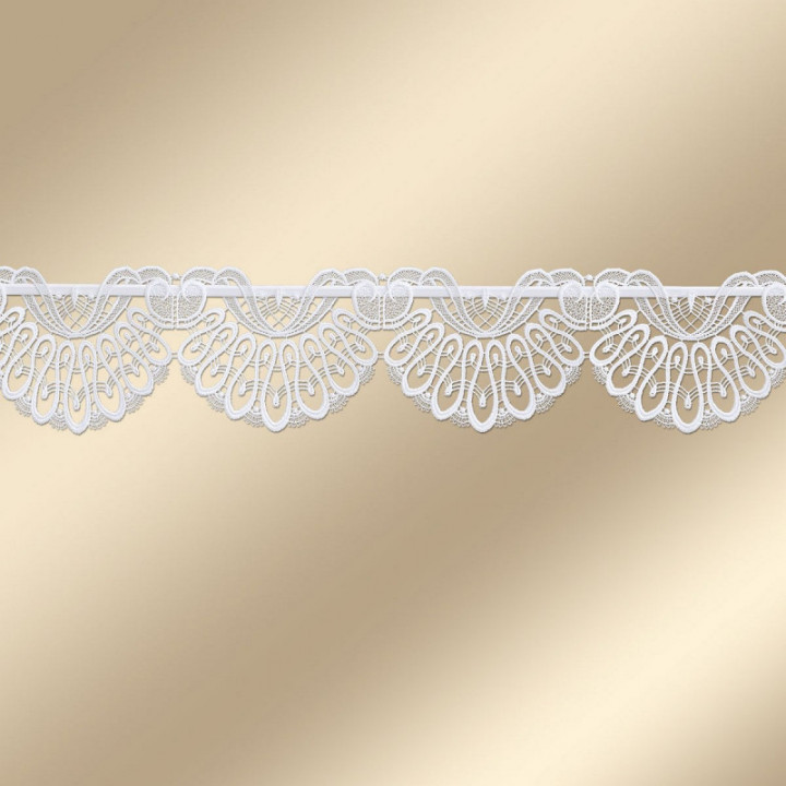 Klassische Feenhaus-Spitzengardine Elisa weiß 15 cm hoch Plauener Spitze