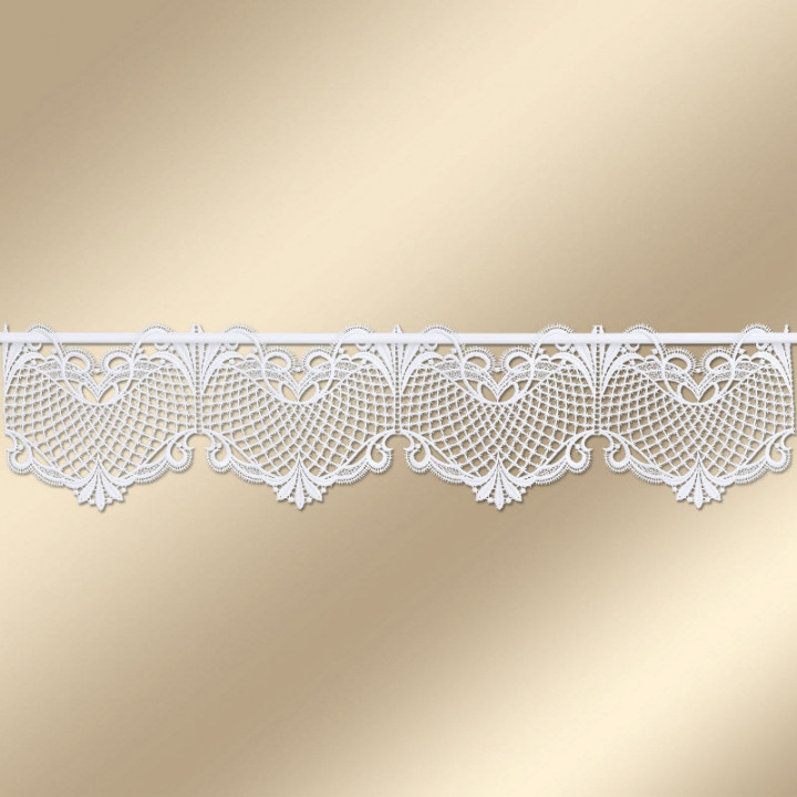 Klassische Feenhaus-Spitzengardine Alina Plauener Spitze weiß 17cm hoch