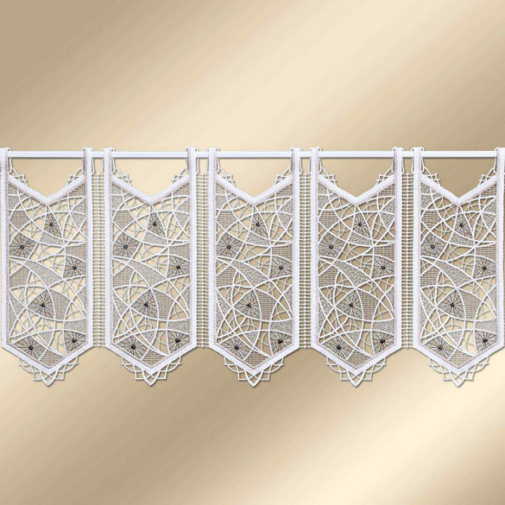 Spitzengardine Adina in beige moderne Plauener Spitze 37 cm hoch