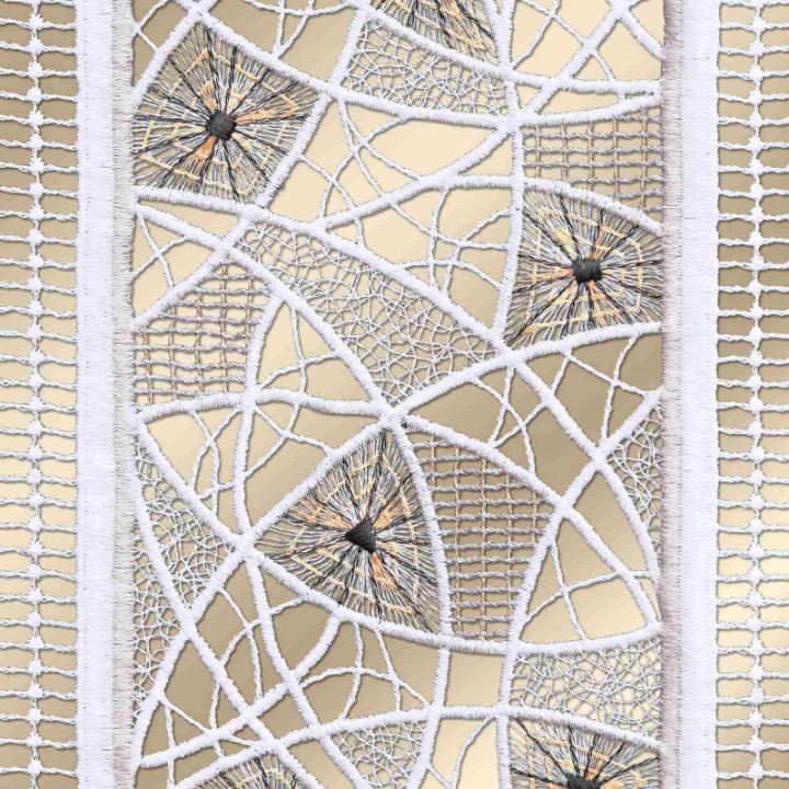 Spitzengardine Adina in beige moderne Plauener Spitze 37 cm hoch