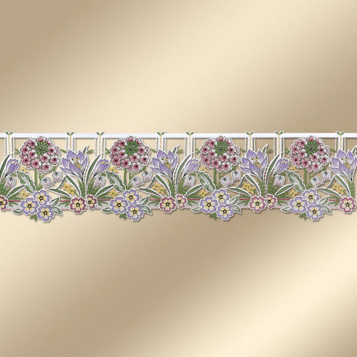 Feenhaus-Scheibengardine Frühlingstraum Plauener Spitze Blumen 19 cm