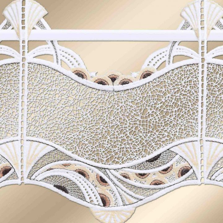 Spitzengardine Julica in beige moderne Plauener Spitze