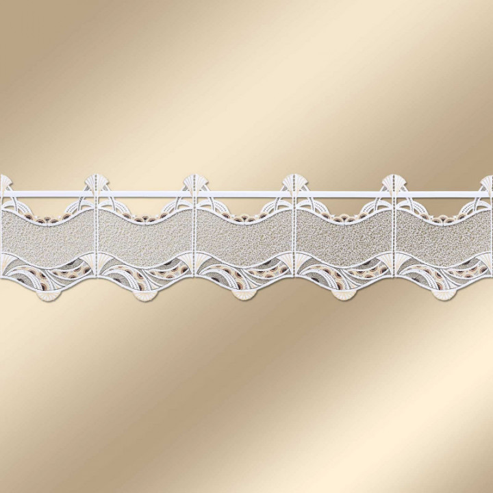 Spitzengardine Julica in beige moderne Plauener Spitze