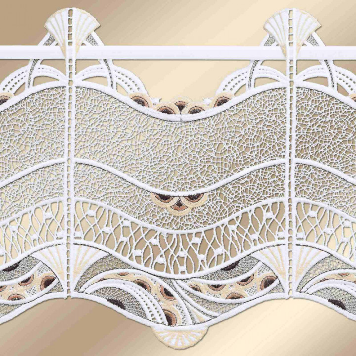 Spitzengardine Julica in beige moderne Plauener Spitze