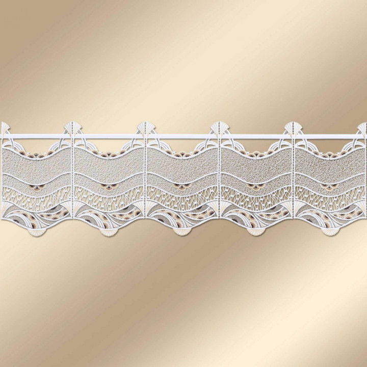 Spitzengardine Julica in beige moderne Plauener Spitze