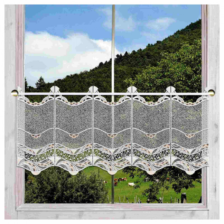 Spitzengardine Julica in beige moderne Plauener Spitze