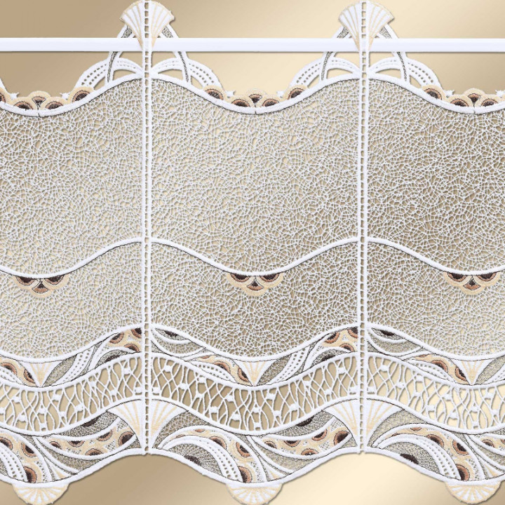 Spitzengardine Julica in beige moderne Plauener Spitze