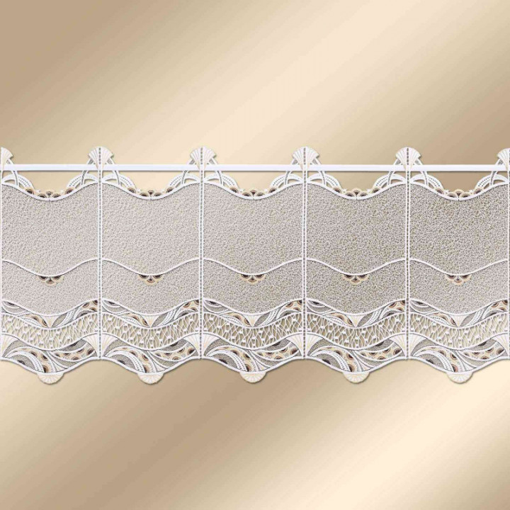 Spitzengardine Julica in beige moderne Plauener Spitze