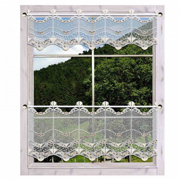 Spitzengardine Julica in beige moderne Plauener Spitze