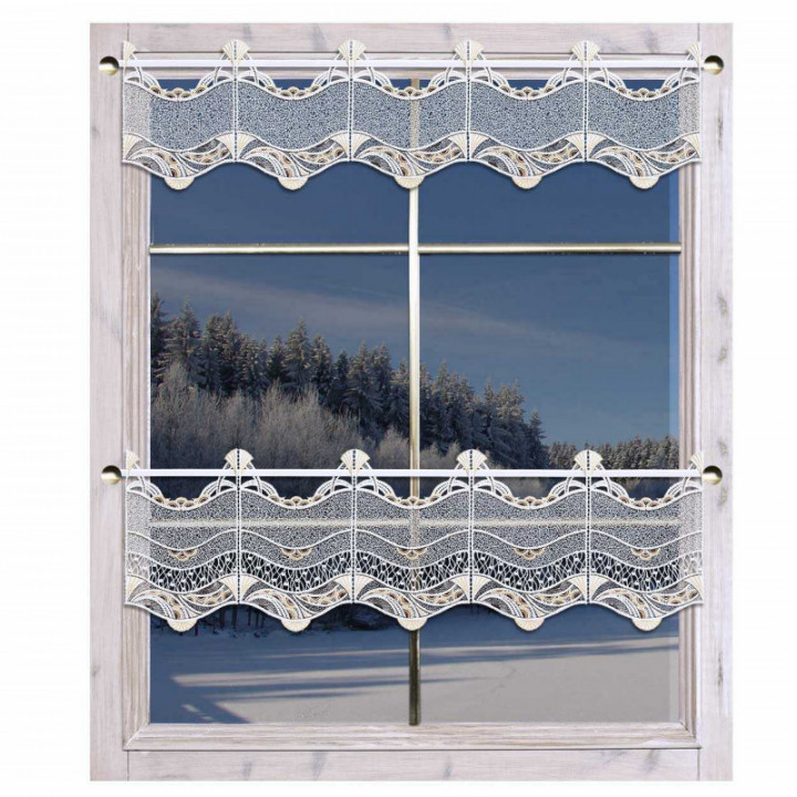 Spitzengardine Julica in beige moderne Plauener Spitze