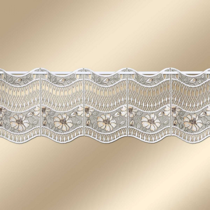 Feenhaus-Scheibengardine Hibiskus aus Echter Plauener Spitze