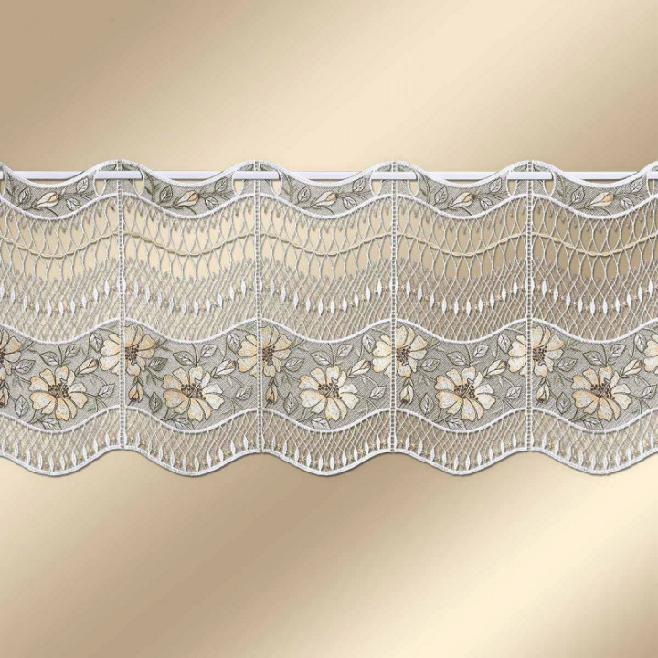 Feenhaus-Scheibengardine Hibiskus aus Echter Plauener Spitze