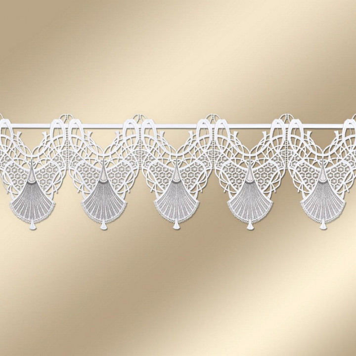 Feenhaus-Scheibengardine Romina in grau aus Echter Plauener Spitze