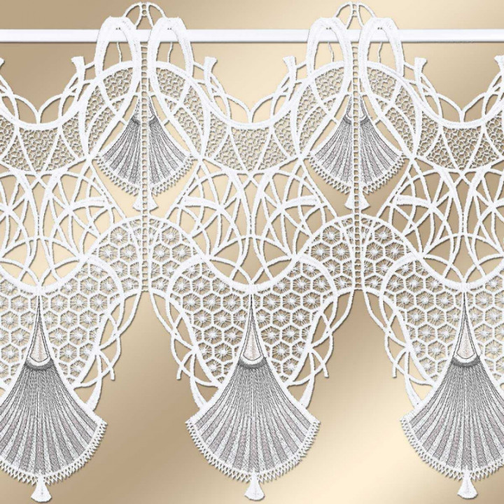 Feenhaus-Scheibengardine Romina in grau aus Echter Plauener Spitze