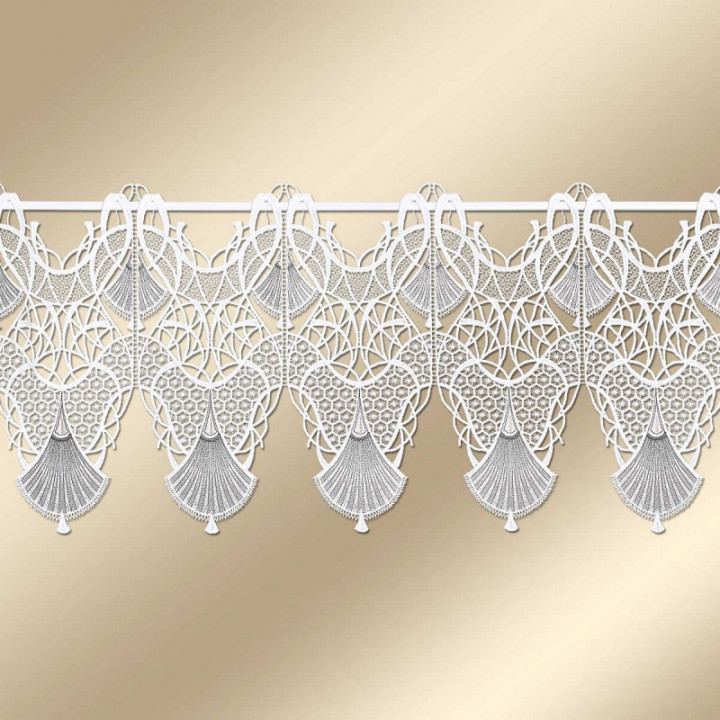 Feenhaus-Scheibengardine Romina in grau aus Echter Plauener Spitze