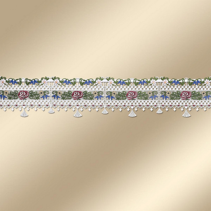 Feenhaus-Spitzengardine Rose Annemarie Plauener Spitze in bunt