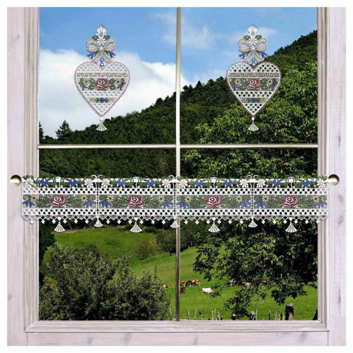 Feenhaus-Spitzengardine Rose Annemarie Plauener Spitze in bunt