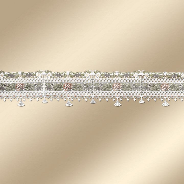 Feenhaus-Spitzengardine Rose Annemarie Plauener Spitze antik-farben
