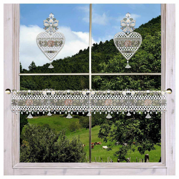 Feenhaus-Spitzengardine Rose Annemarie Plauener Spitze antik-farben