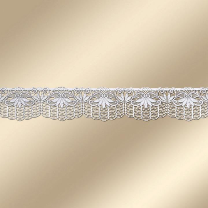 Feenhaus-Scheibengardine Alica moderne Plauener Spitze weiß-taupe