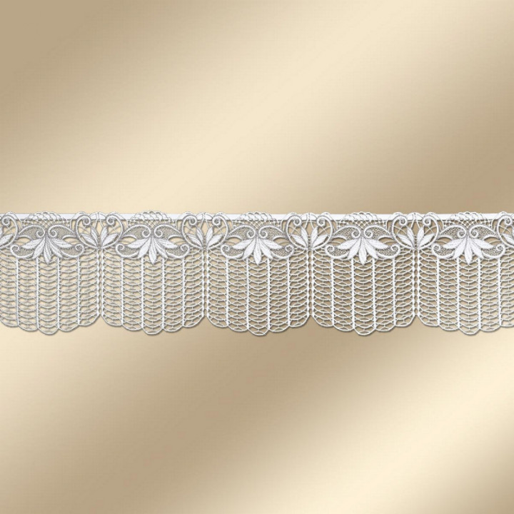 Feenhaus-Scheibengardine Alica moderne Plauener Spitze weiß-taupe