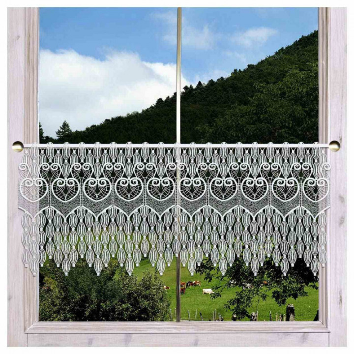 Spitzengardine Dara Plauener Spitze weiß 35 cm hoch
