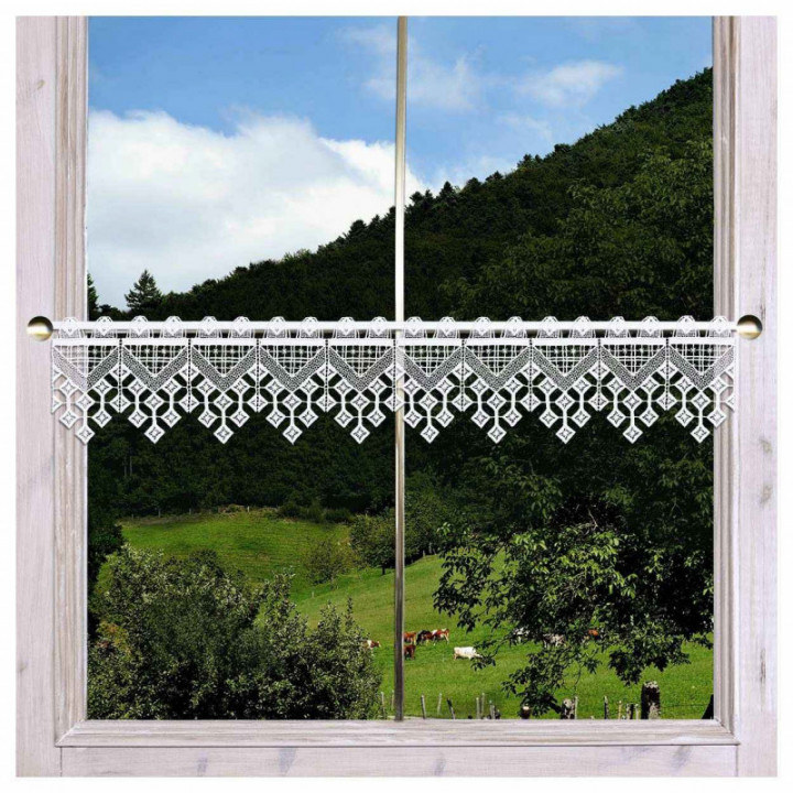 Feenhaus-Spitzengardine Jara Plauener Spitze weiß 15 cm hoch