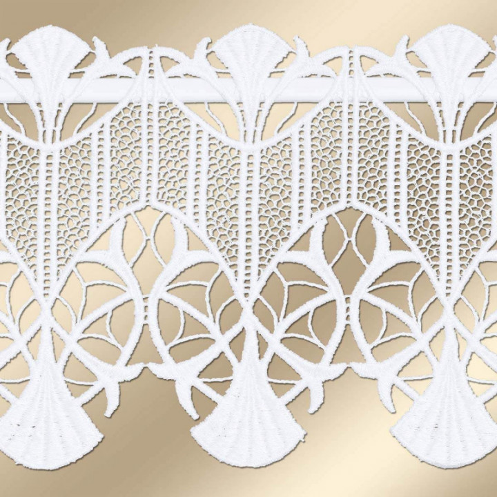 Feenhaus-Spitzengardine Ranka moderne Plauener Spitze weiß