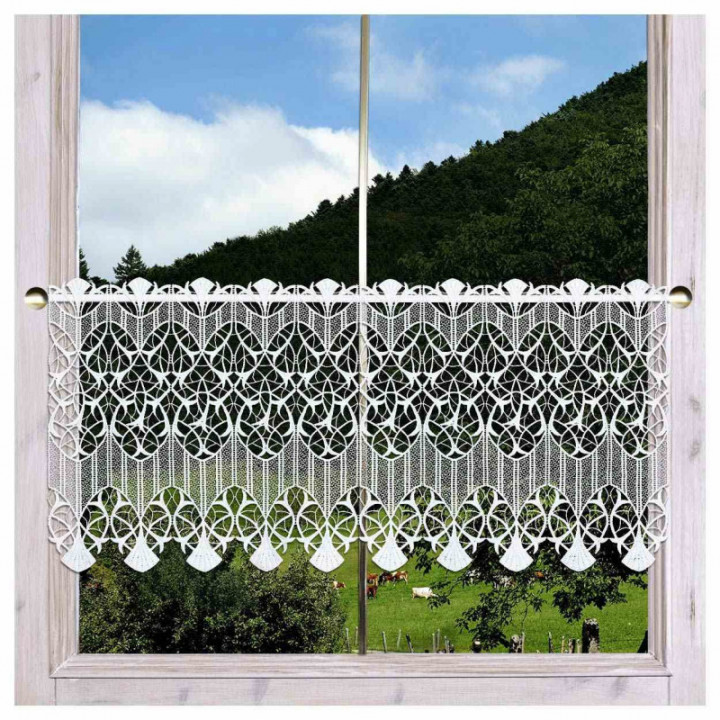 Feenhaus-Spitzengardine Ranka moderne Plauener Spitze weiß