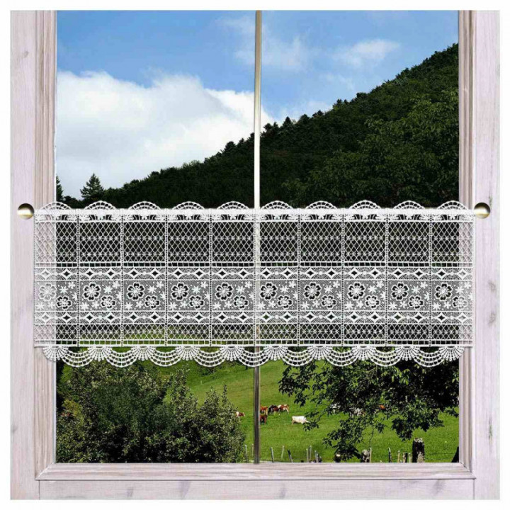 Scheibengardine Annina Plauener Spitze Feenhausgardine weiß