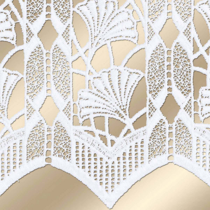 Scheibengardine Galina Plauener Spitze mit Ginko weiß