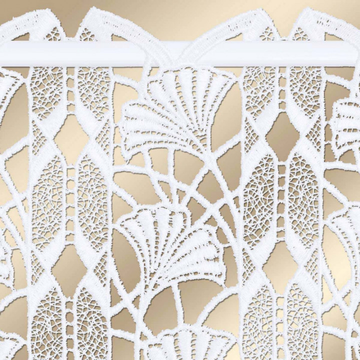 Scheibengardine Galina Plauener Spitze mit Ginko weiß