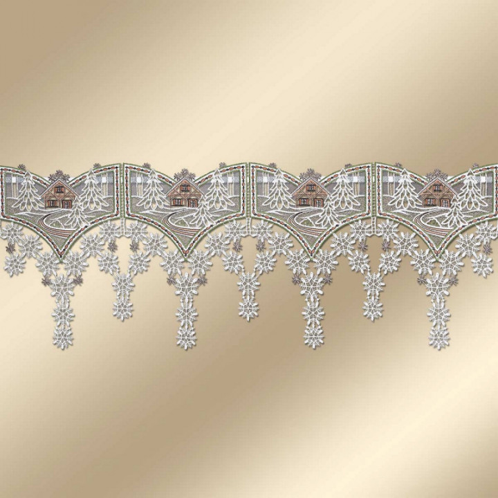 Feenhaus-Scheibenhänger Winterhaus Plauener Spitze 28 cm hoch