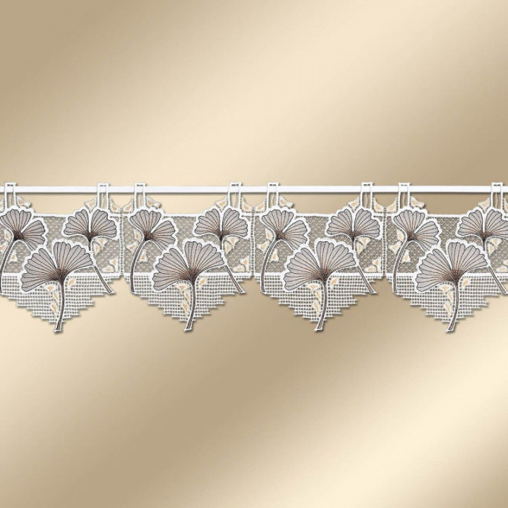 Feenhaus-Scheibengardine Giovanni Ginko Plauener Spitze 22 cm hoch