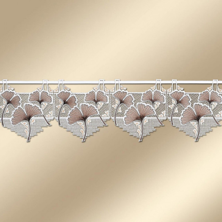 Feenhaus-Scheibengardine Giovanni Ginko Plauener Spitze 22 cm hoch