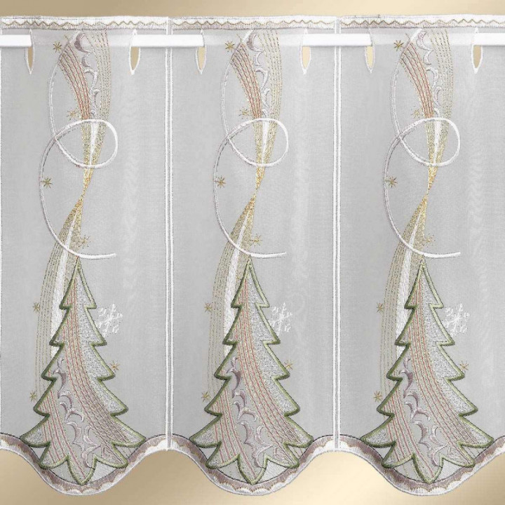 Bestickter Scheibenhänger Winterbaum Plauener Spitze