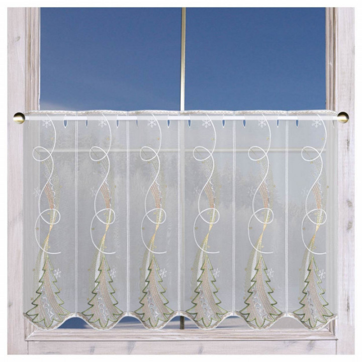 Bestickter Scheibenhänger Winterbaum Plauener Spitze