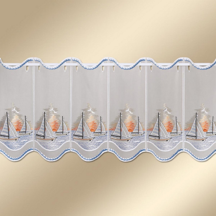 Scheibengardine Segeln in den Sonnenuntergang Plauener Spitze maritim