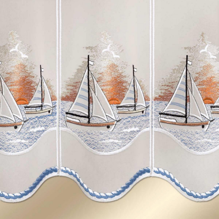 Scheibengardine Segeln in den Sonnenuntergang Plauener Spitze maritim