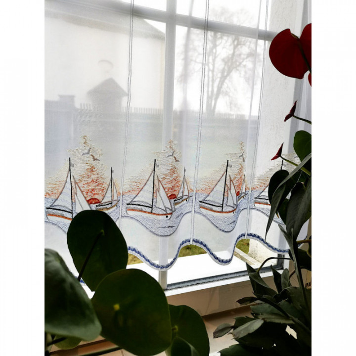 Scheibengardine Segeln in den Sonnenuntergang Plauener Spitze maritim