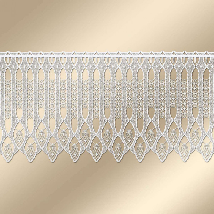 Scheibengardine Ema moderne Plauener Spitze in weiß