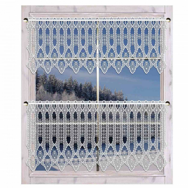 Scheibengardine Ema moderne Plauener Spitze in weiß